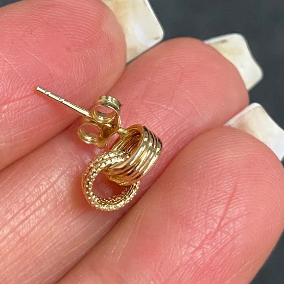 Solid 14K Gold unique cute stud Earrings pushback - Picture 7 of 9